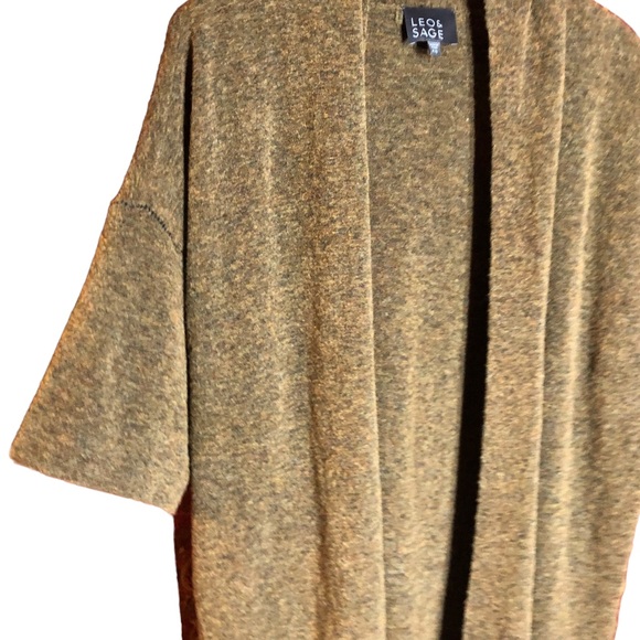 Wool blend longline duster sweater cropped kimono  sleeves and removable… - Picture 8 of 11